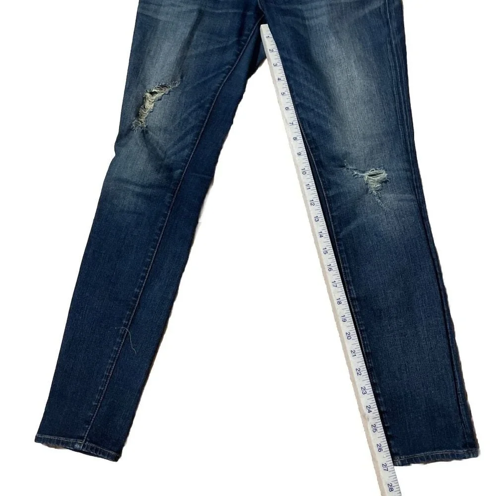 Madewell Jeans Womens Size 26 Blue Denim Distressed Skinny Skinny Medium Wash - Picture 7 of 12